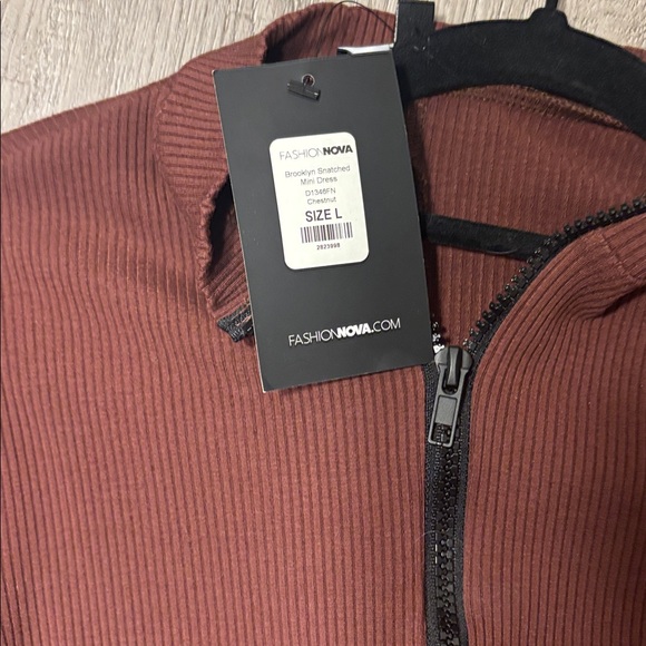 Fashion Nova Brooklyn snatches mini dress chest nut size L - Picture 3 of 4